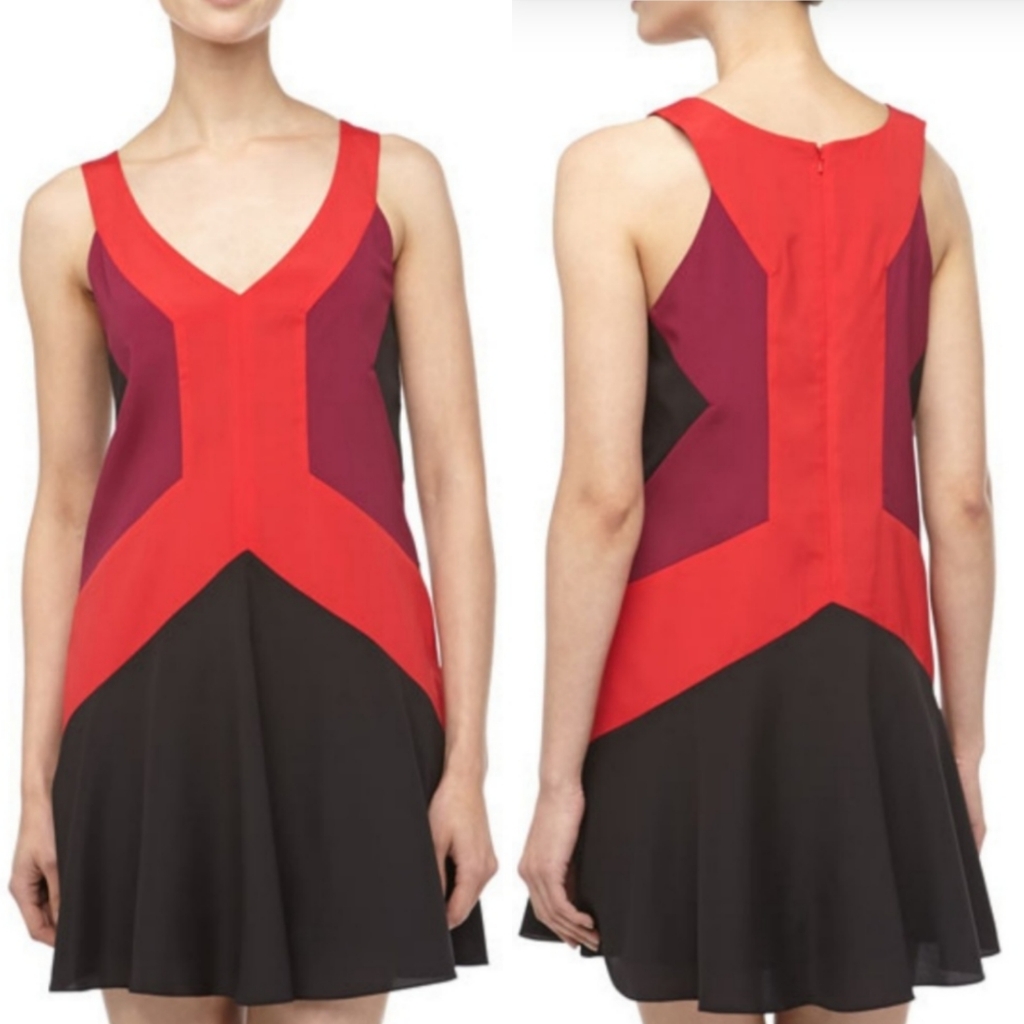 Jaygodfrey Colorblock A Line Flounce Dress Sz 0